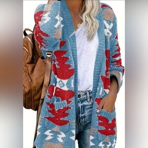 NWOT Open Front Cardigan, Casual Long Sleeve Dual Pockets Cardigan